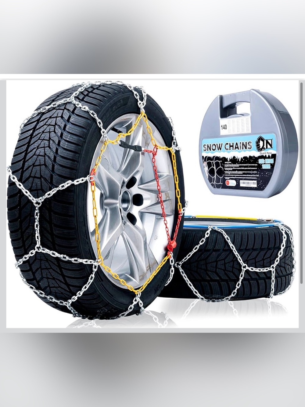 New Open Box 2 PCS Snow Chains for Car, SUV, Pickup & Truck, Check if Compatible